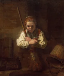 Une fille avec un balai