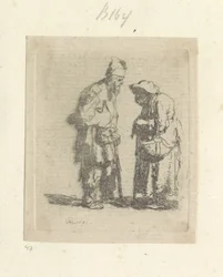 Mendiant et mendiante en conversation