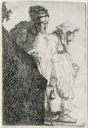 Mendiant et mendiante derrière une banque, vers 1630