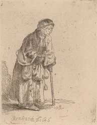 Mendiante appuyée sur un bâton, 1646