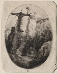 Christ crucifié entre deux voleurs: Une plaque ovale
