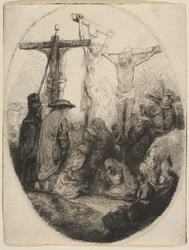 Christ crucifié entre deux voleurs, plaque ovale, vers 1641