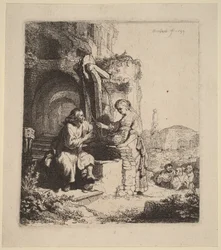 Christ et la femme de Samarie parmi les ruines