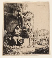 Le Christ et la femme de Samarie parmi les ruines