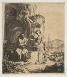 Le Christ et la femme de Samarie parmi les ruines