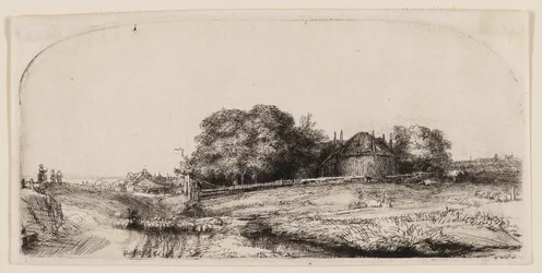 Cottages et une Grange à Foin sur le Diemerdijk avec un Troupeau de Moutons