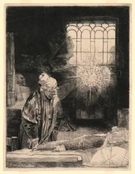 Faust dans son étude, regardant un disque magique