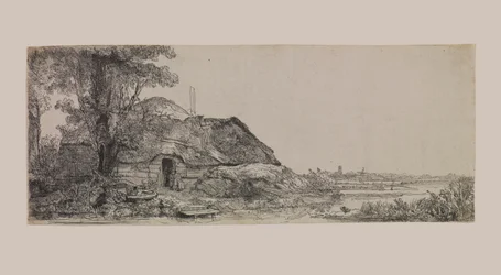 Paysage avec un cottage et un grand arbre