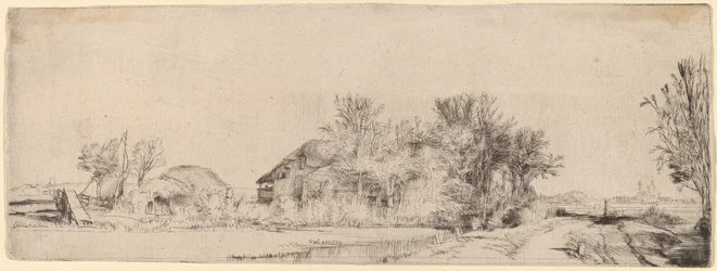 Paysage avec une route le long d