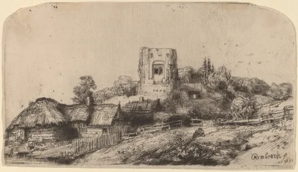 Paysage avec une tour carrée