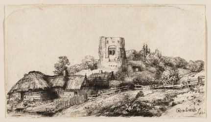Paysage avec une tour carrée