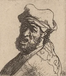 Homme criant, trois-quarts gauche