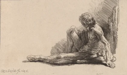 Homme nu assis par terre avec une jambe étendue, 1646