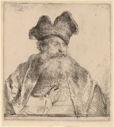 Vieil homme avec un bonnet de fourrure divisé