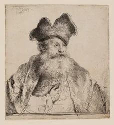 Vieil homme avec un bonnet de fourrure divisé