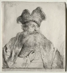 Vieil homme avec un bonnet de fourrure divisé, 1640