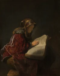 Vieille femme lisant, probablement la prophétesse Anne