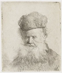 Vieil homme avec un bonnet de fourrure et une longue barbe