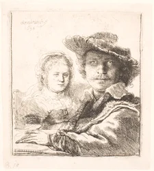 Rembrandt et sa femme Saskia : bustes