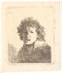 Rembrandt tête nue et bouche ouverte, comme s
