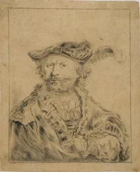 Rembrandt avec un chapeau à plumes