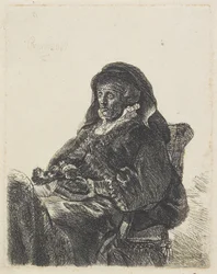La mère de Rembrandt en tenue de veuve et gants noirs, vers 1632-35