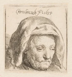 La mère de Rembrandt, coiffée d