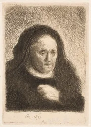 La mère de Rembrandt, la main sur la poitrine : petit buste