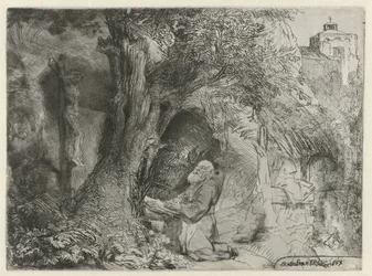 Saint François sous un arbre, priant