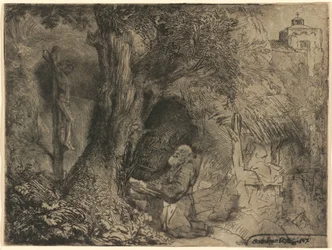 Saint François en prière sous un arbre