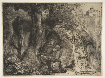 Saint François sous un arbre, priant