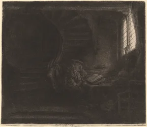 Saint Jérôme dans une chambre sombre