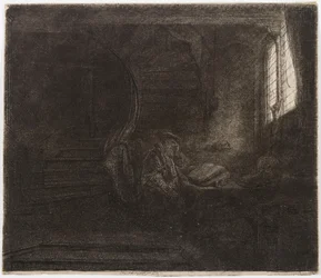 Saint Jérôme dans une pièce sombre