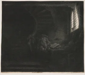 Saint Jérôme dans une pièce sombre