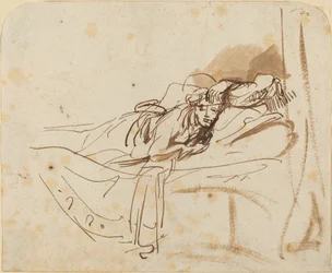 Saskia(?) allongée dans un lit