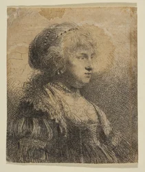 Saskia avec des perles dans les cheveux, 1634