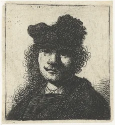 Autoportrait en bonnet et manteau sombre : buste, vers 1631
