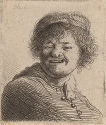 Autoportrait avec un bonnet : Riant, 1630