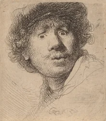 Autoportrait en casquette, bouche ouverte, 1630