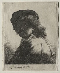 Autoportrait avec une Casquette et une Écharpe avec le Visage Sombre : Buste