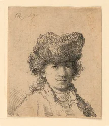 Autoportrait en bonnet de fourrure : Buste
