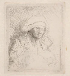 Femme malade portant une grande coiffe blanche (Saskia)