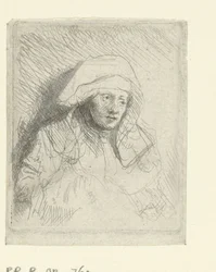 Femme malade portant une grande coiffe blanche (Saskia)