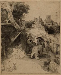 Saint Jérôme lisant dans un paysage italien