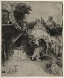 Saint Jérôme lisant dans un paysage italien, vers 1653