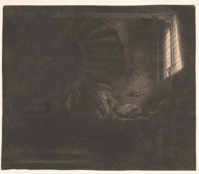 Saint Jérôme dans une pièce sombre