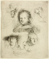 Études de la tête de Saskia et autres