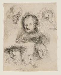 Études de la tête de Saskia et autres