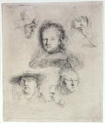 Études de la tête de Saskia et autres