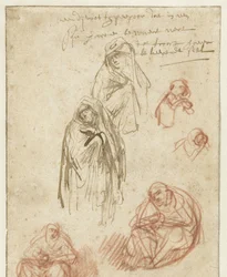 Études de la Madeleine en deuil et de la Vierge